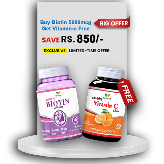 Buy Biotin 5000mcg Get Vitamin C Free